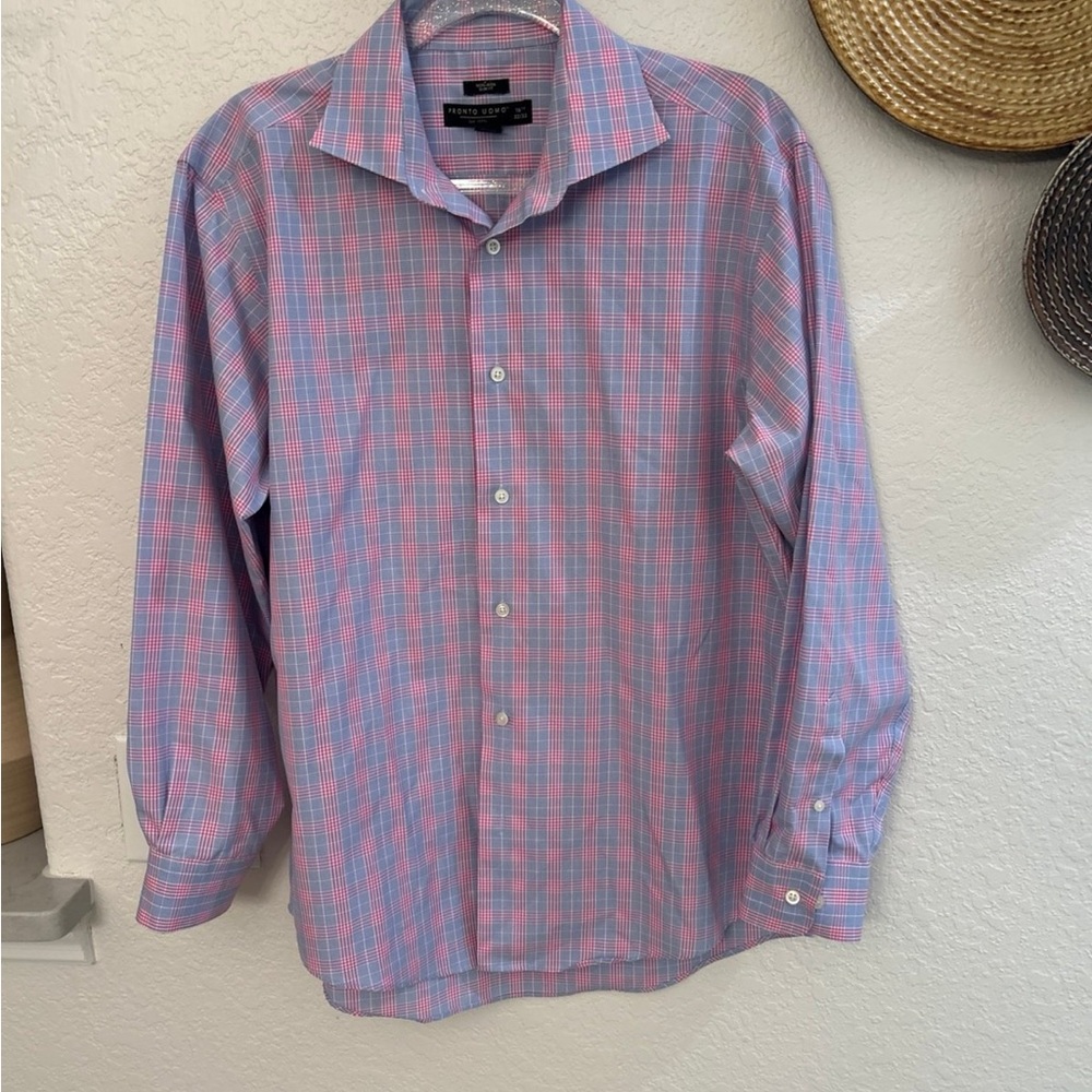 Pronto Uomo Non-Iron Slim Fit‎ Button-Down Dress Shirt 16 1/2 32/33